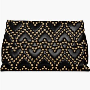 New Rebecca Minkoff Black and Gold Studded Clutch